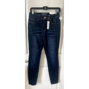 MAURICES Women’s Ever Flex Size 4 Reg Distress High Rise Skinny Dark Wash NWT